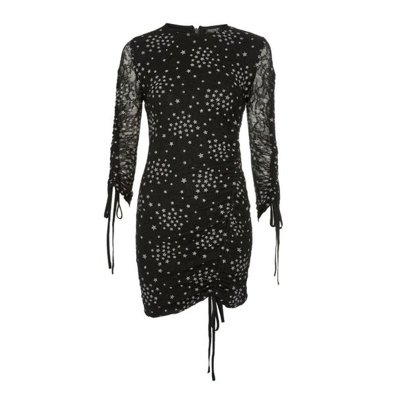 Topshop Womens Star Ruched Lace Dress - Picture 1 of 6